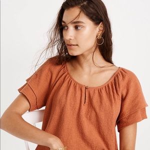 NWT Madewell Texture & Thread Tiered Sleeved Top